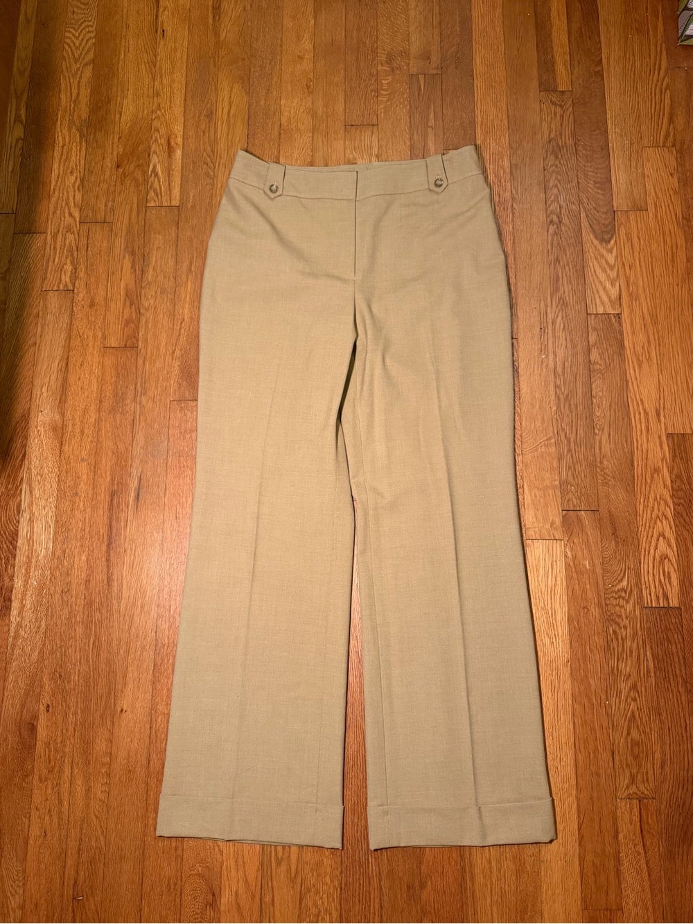 Ann Taylor Straight-Leg Dress Pants in Light Khaki